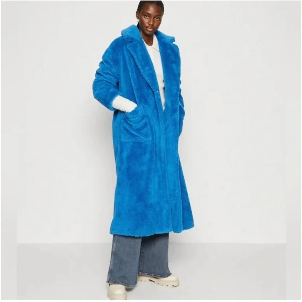 NWT UGG Alesandra Faux Fur Sherpa Teddy Long‎ Wrap Coat in Night Sky